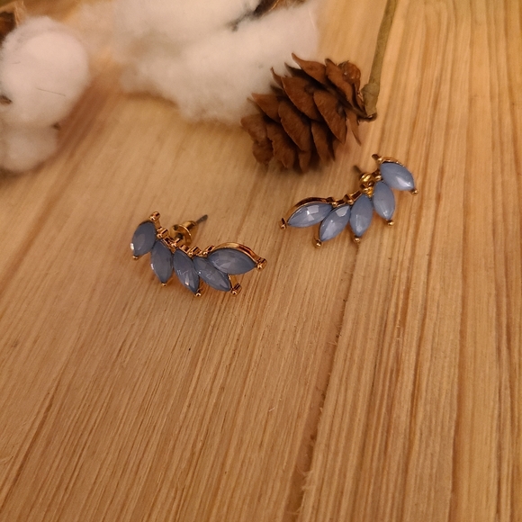 💙💙NEW💙💙BEAUTIFUL!! Light Blue Marquise Cut Earrings or Ear Climbers - Picture 10 of 10
